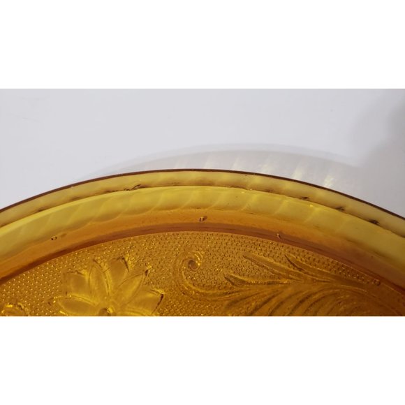Amber Depression Decorative Glass Tray Plate 10.5" - Picture 6 of 7